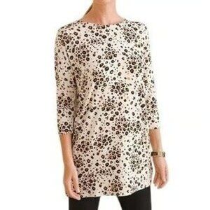 2/$30 Chico's Touch of Cool Desert Cat Wedge Tunic Natural Cream #BAG5